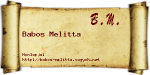 Babos Melitta névjegykártya